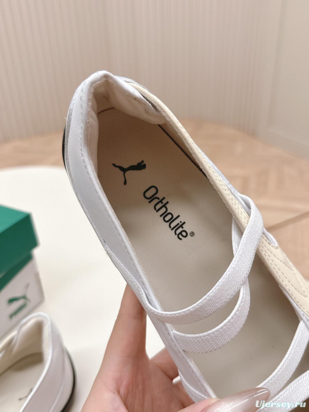 2025 Women PUMA White Leather Ballet Style Shoes