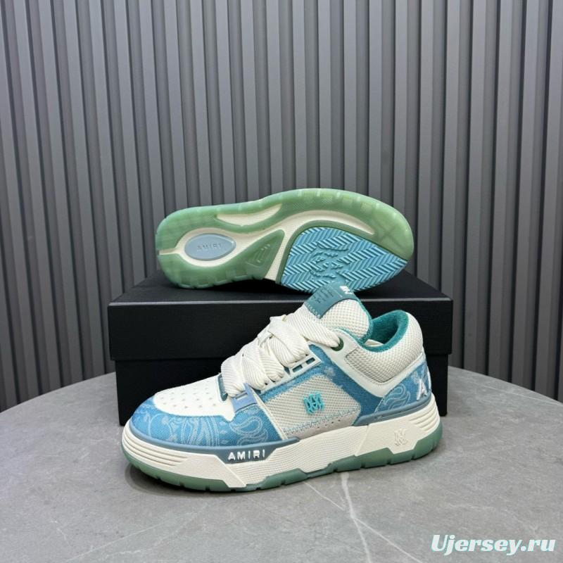2024 Unisex Amiri Blue White Mesh Leather Sneakers MJ00360