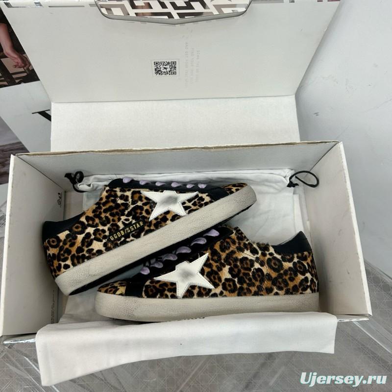2025 Women GGDB Leopard Black White Leather Suede Sneakers