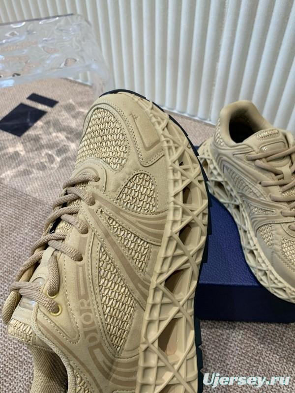 2024 Unisex Dior beige mesh leather sneakers MJ00400