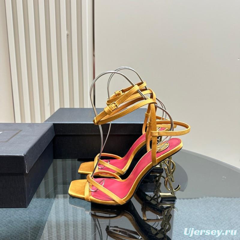 2025 Women Yves Saint Laurent Yellow Leather Sandals