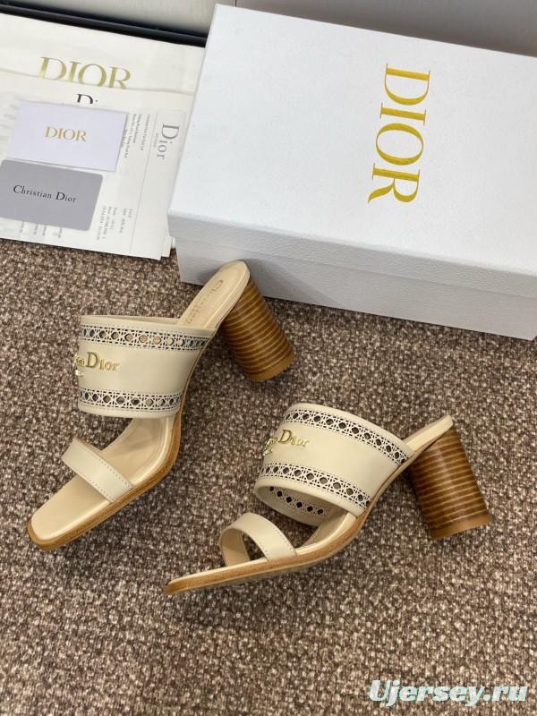 2025 Women Dior Beige Leather Slippers KFY00310