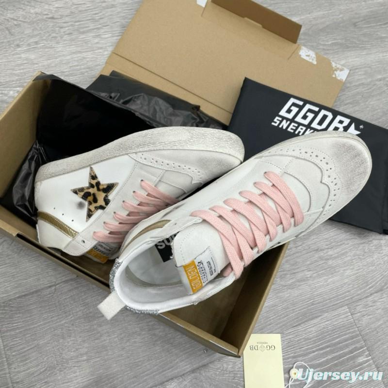 2024 Unisex GGDB White Pink Leather Suede High Top Sneakers MJ00300