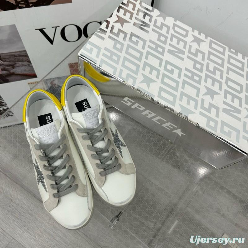 2025 Women GGDB White Grey Silver Glitter Yellow Leather Suede Sneakers