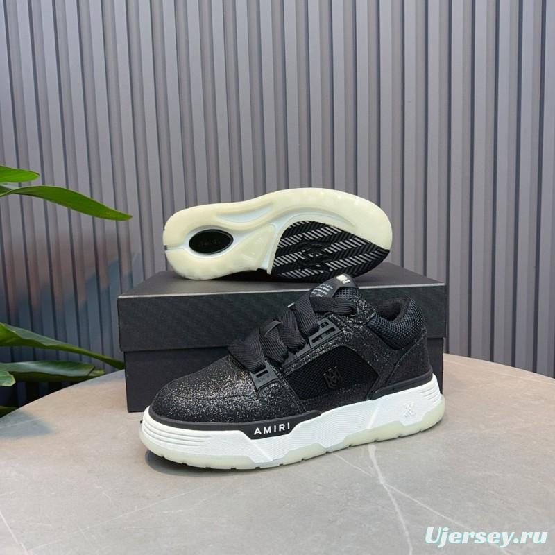 2024 Men Amiri Black Mesh Leather Sneakers MJ00360