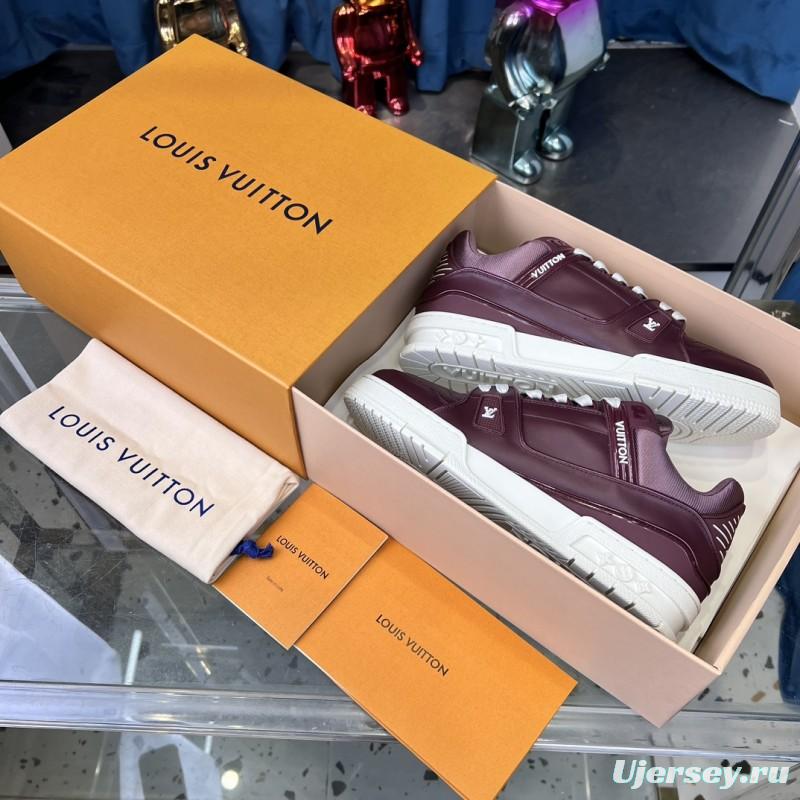 2025 Unisex Louis Vuitton Purple White Leather LV Trainer