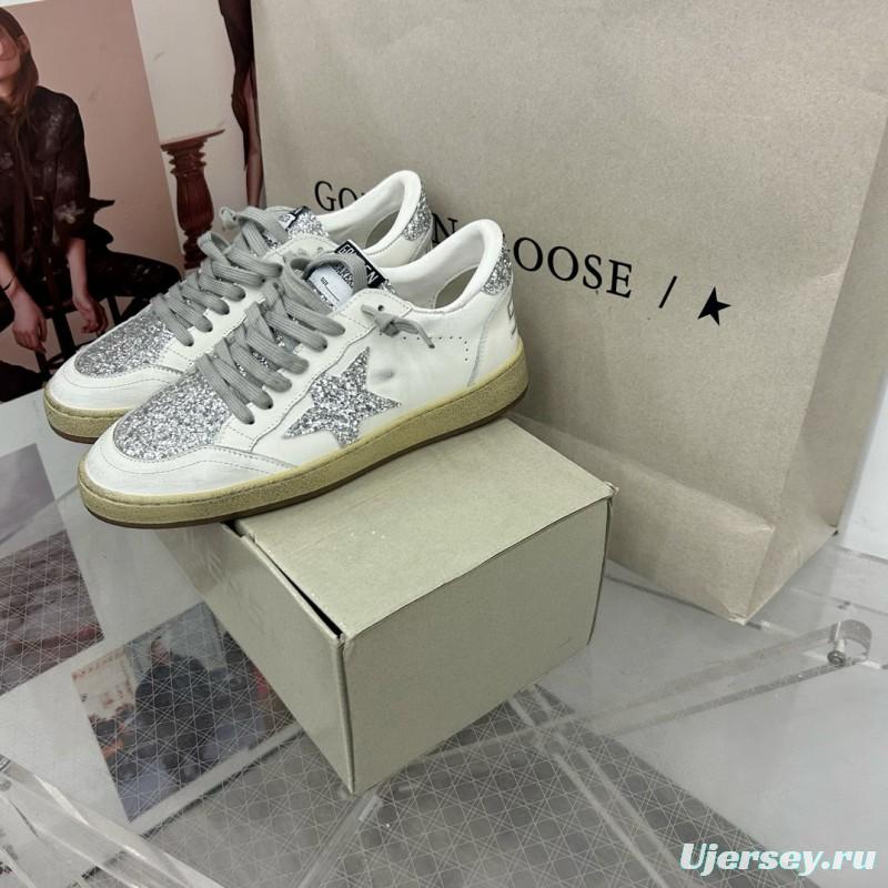 2024 Women GGDB White Silver Leather Suede Sneakers MJ00260