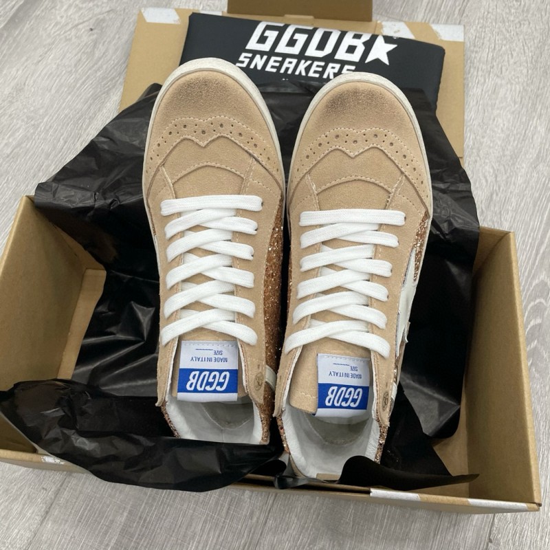 2024 Unisex GGDB Beige White Leather Suede High Top Sneakers MJ00300