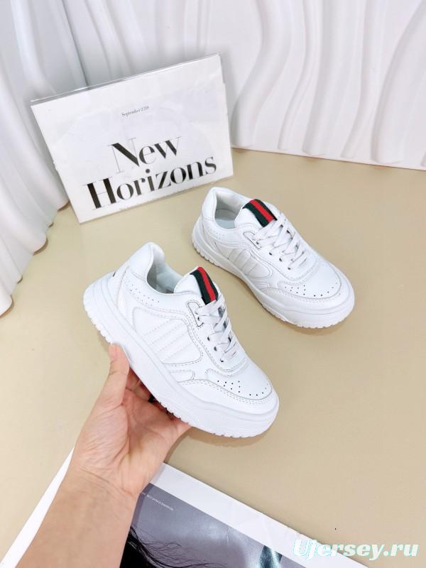 2024 Kids Gucci White Leather Sneakers