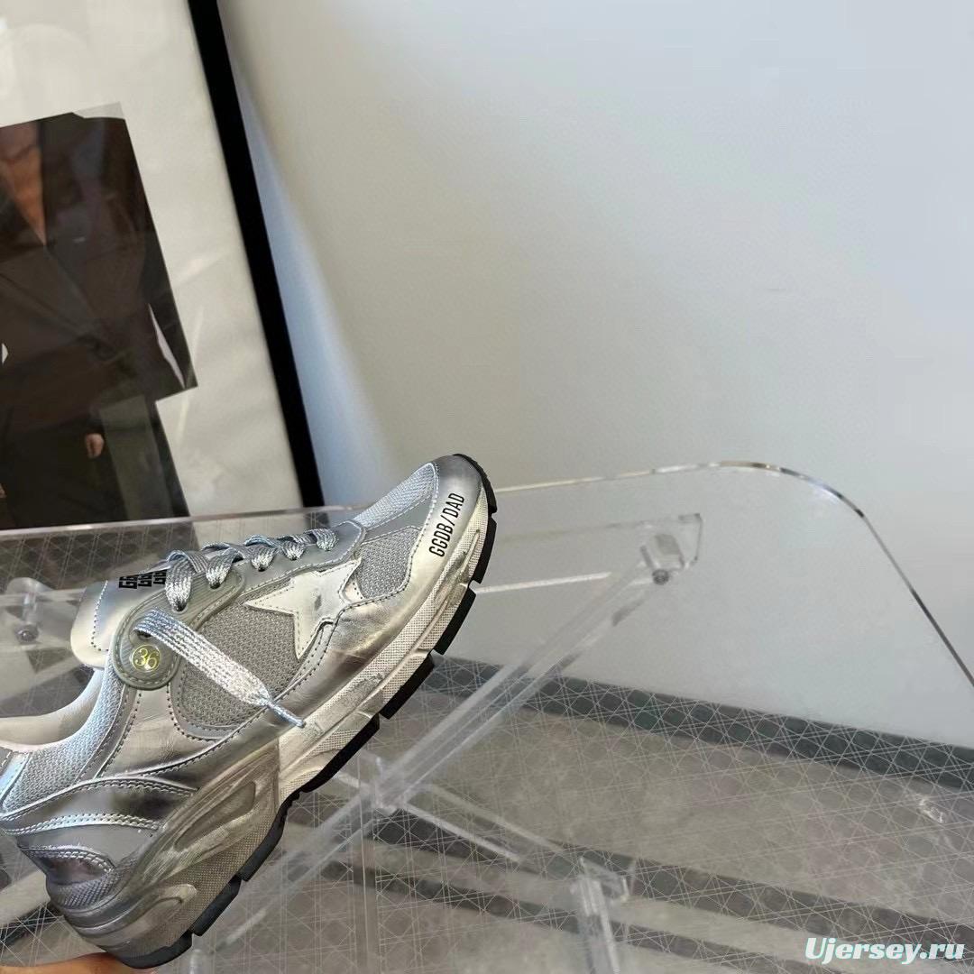 2024 Unisex GGDB Silver Mesh Leather Sneakers