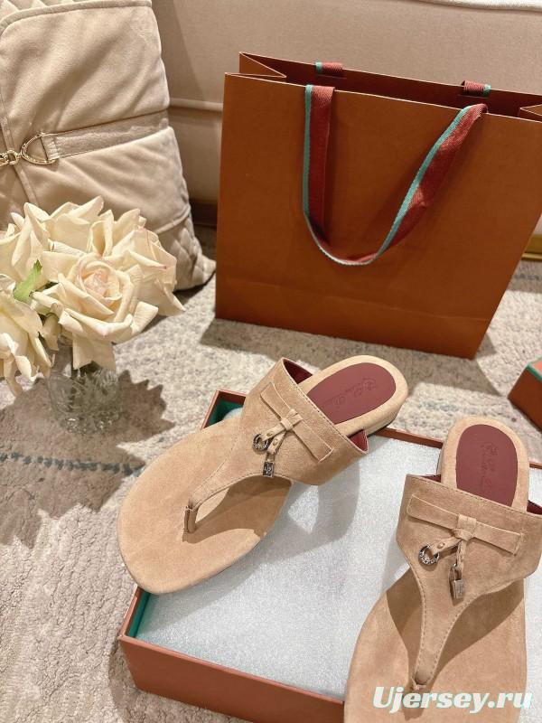 2025 Slippers LP Beige Suede Thong Sandal LY00250