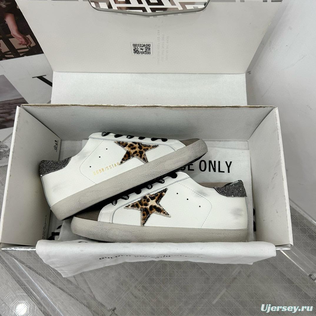 2025 Women GGDB White Leopard Suede Leather Sneakers