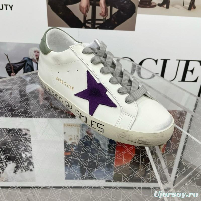 2025 Women GGDB White Purple Leather Sneakers