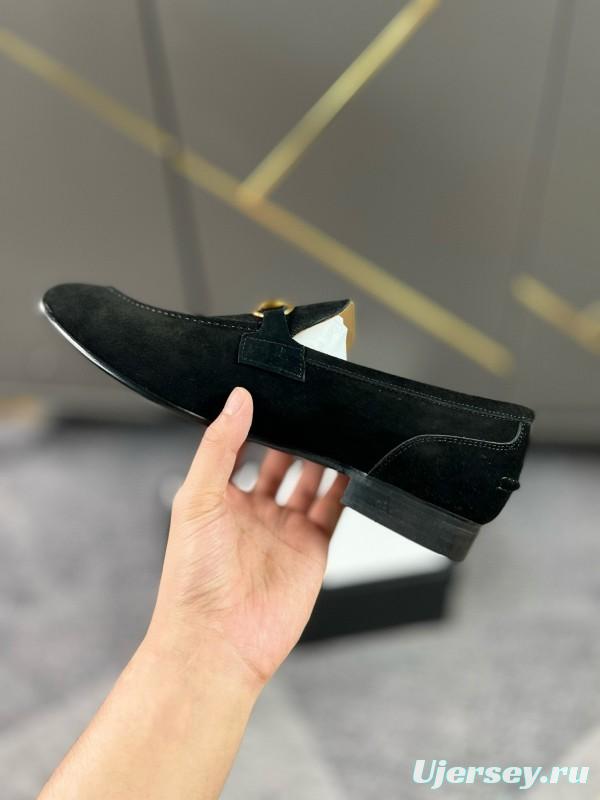 2024 Men Gucci Black Suede Leather Loafers MJ00280
