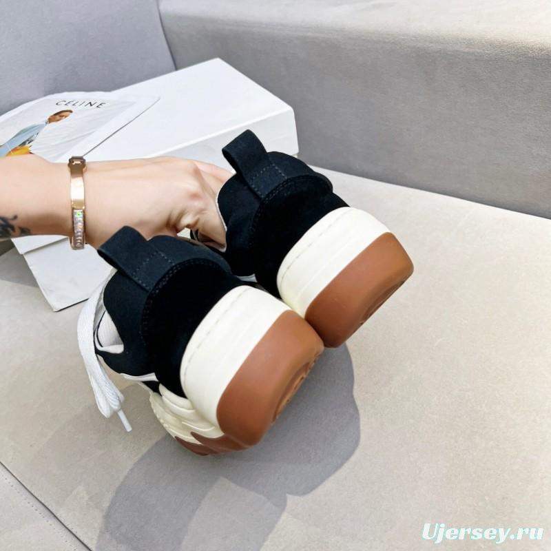 2025 Women HEYDAY Black White Canvas Leather Sneakers Wave Sole KFY00260