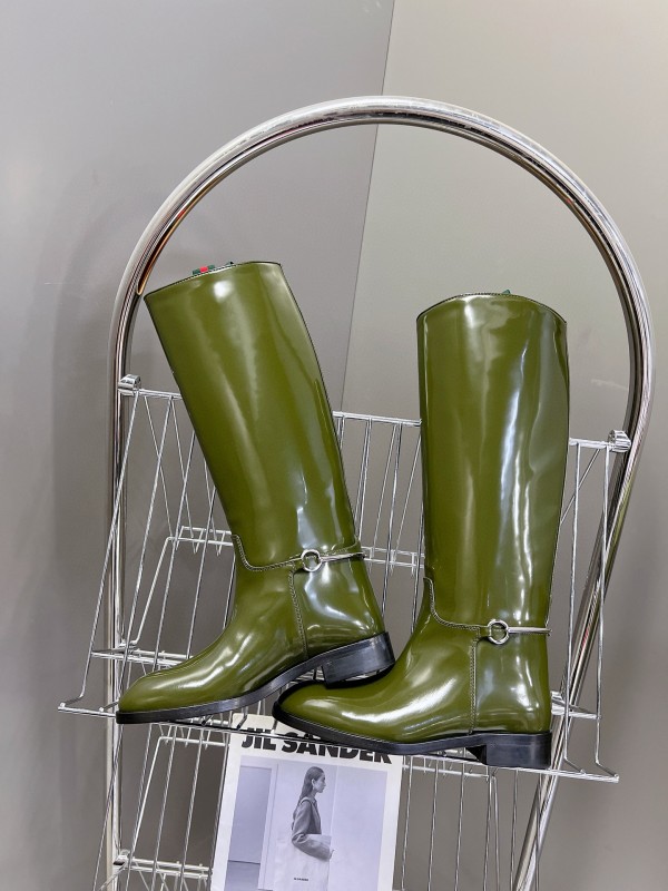 2024 Women Gucci Green Leather Boots Handmade MJ00620