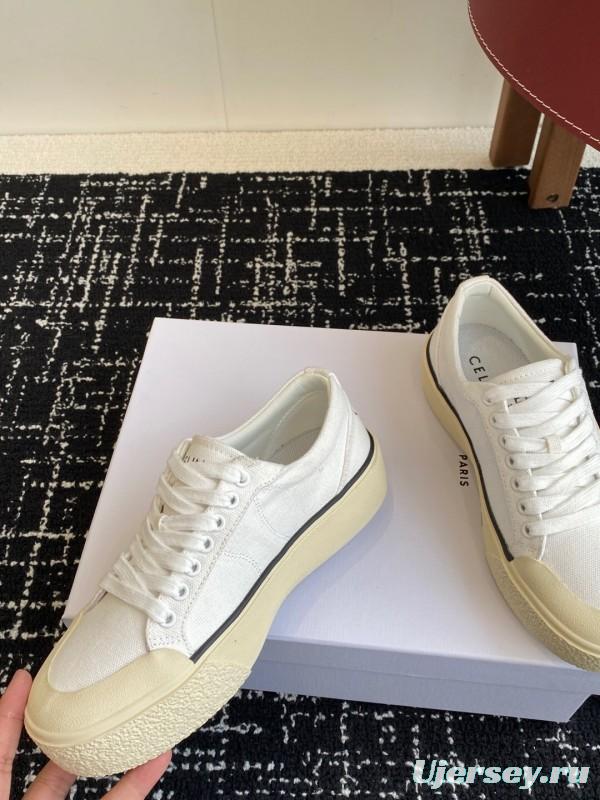 2025 Women Celine White Canvas Sneakers CR-03