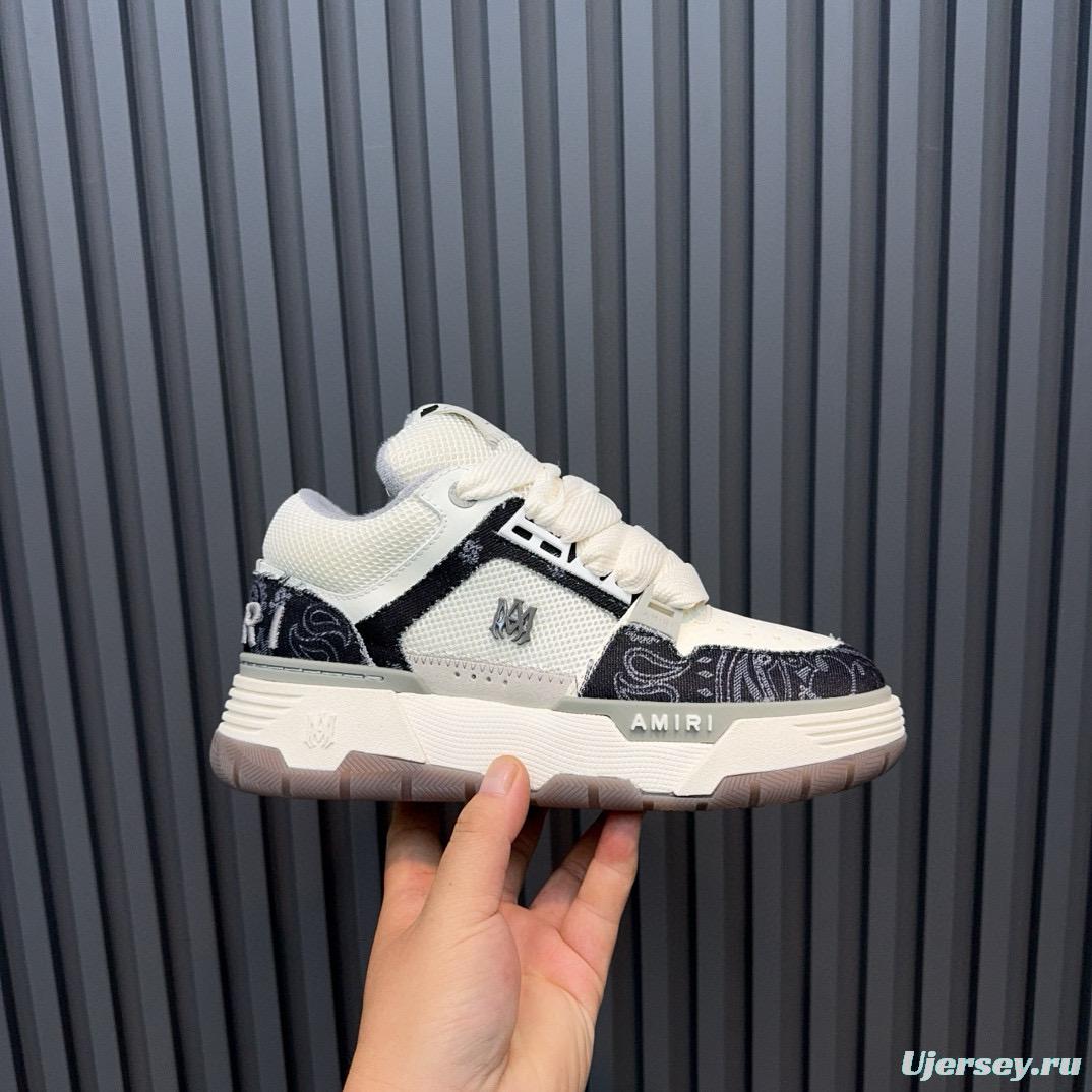 2024 Unisex Amiri White Black Leather Sneakers MJ00360