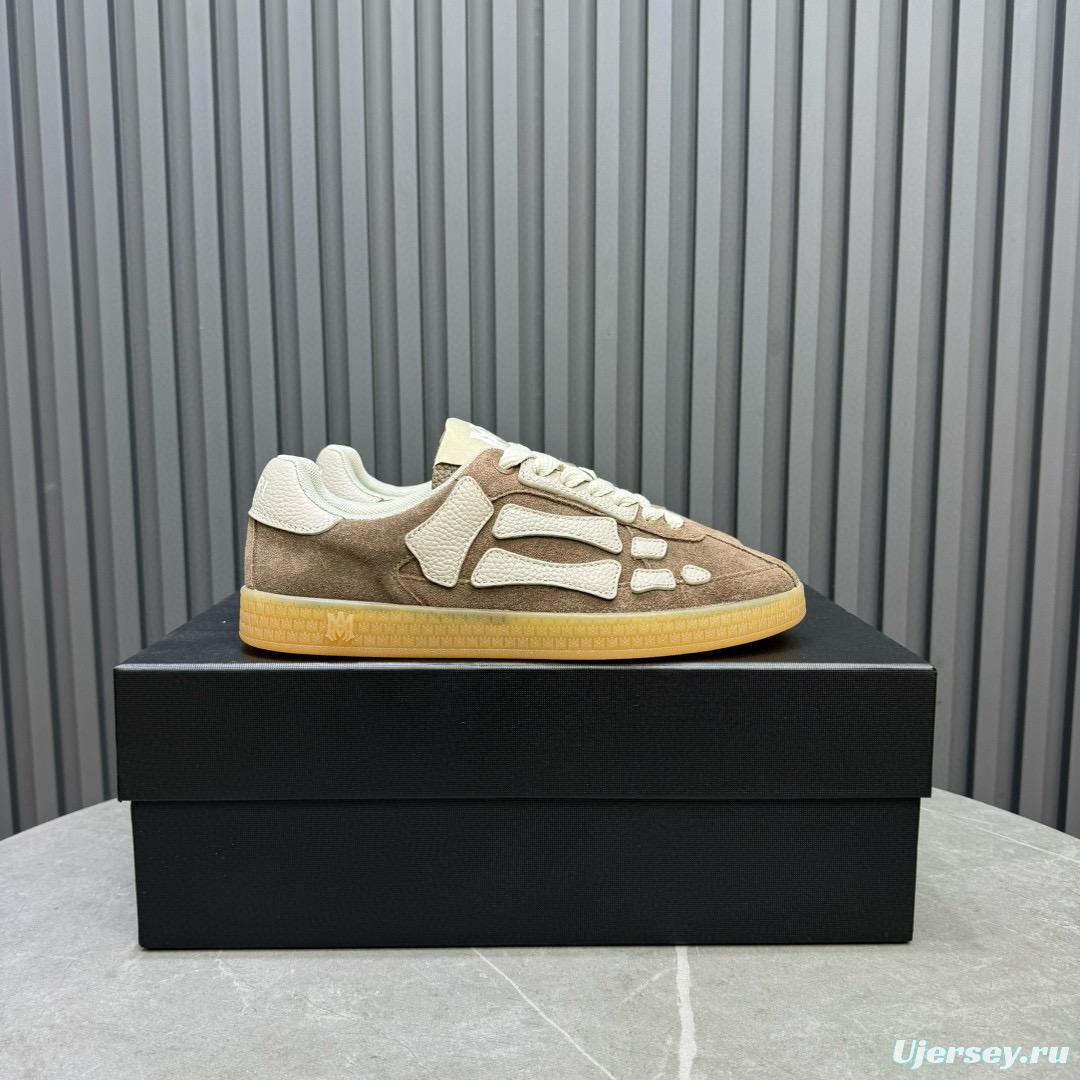 2024 Unisex Amiri Beige White Suede Leather Sneakers MJ00300