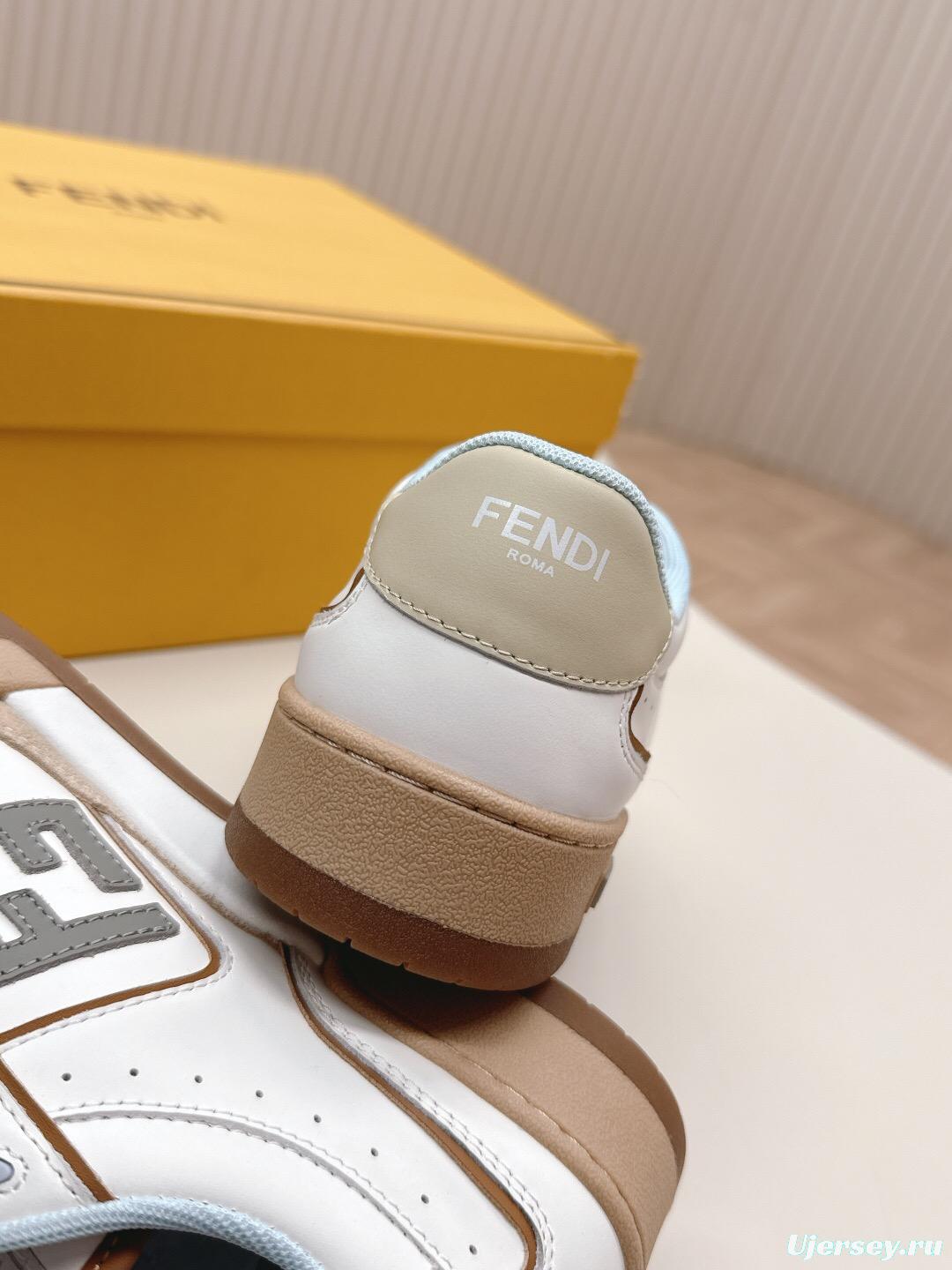 2025 Women Fendi White Beige Suede Leather Sneakers LY00350(F)