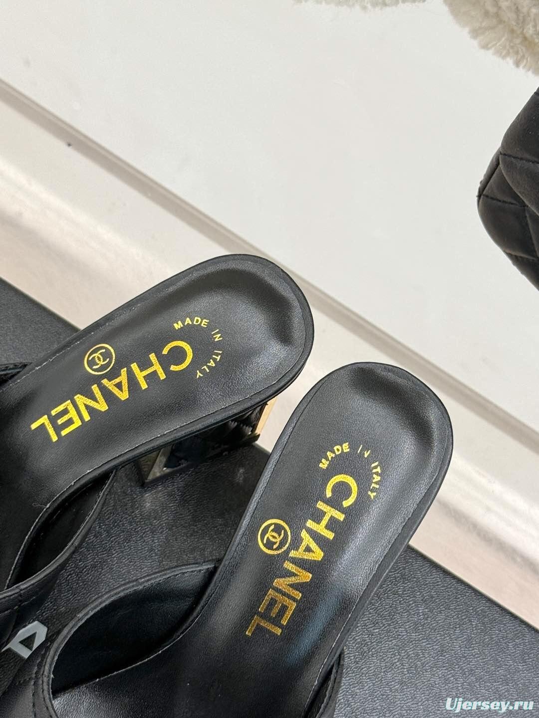 2025 Women Chanel Black Sheepskin Quilted High Heel Sandals