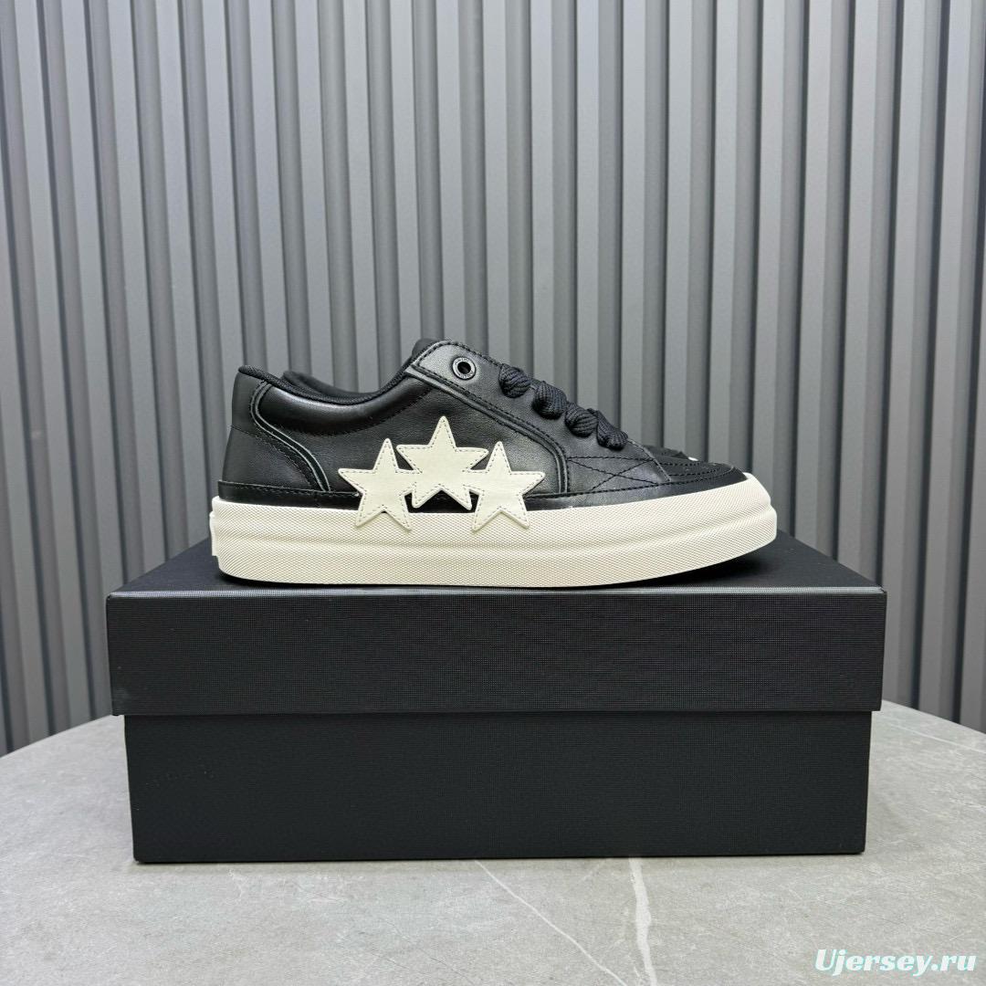 2024 Unisex Amiri Black White Leather Sneakers MJ00300