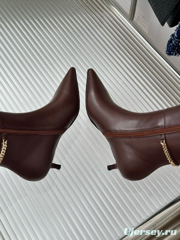 2024 Women Gucci brown calf leather boots chain MJ00550