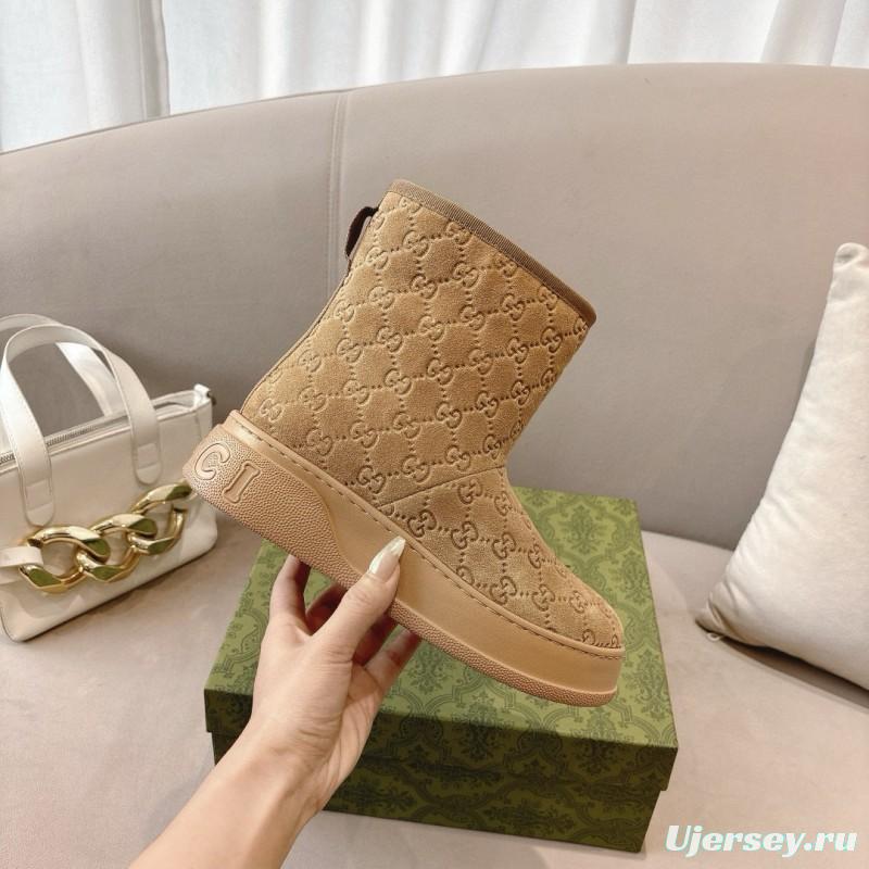 2024 Women Gucci Beige Suede Snow Boots MG00350