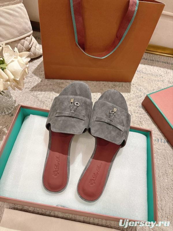 2025 Slippers LP Grey Suede Slippers LY00270