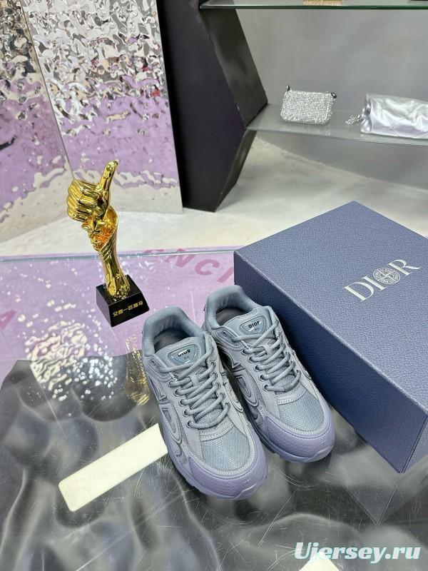 2024 Unisex Dior Stone Island Grey Mesh Tech Fabric B30 Sneakers MJ00330