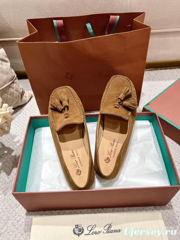 2025 Women LP Brown Suede Loafers Tassel LY00291