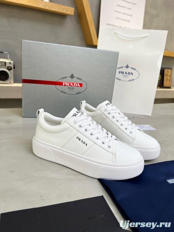 2024 Unisex Prada White Leather Sneakers MJ00310