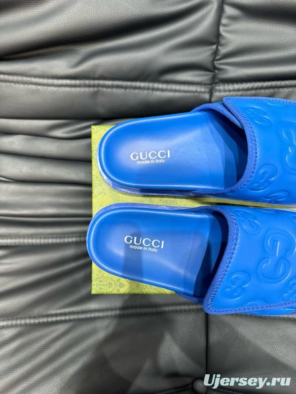 2024 Slippers Gucci Blue Leather Slippers MJ00200