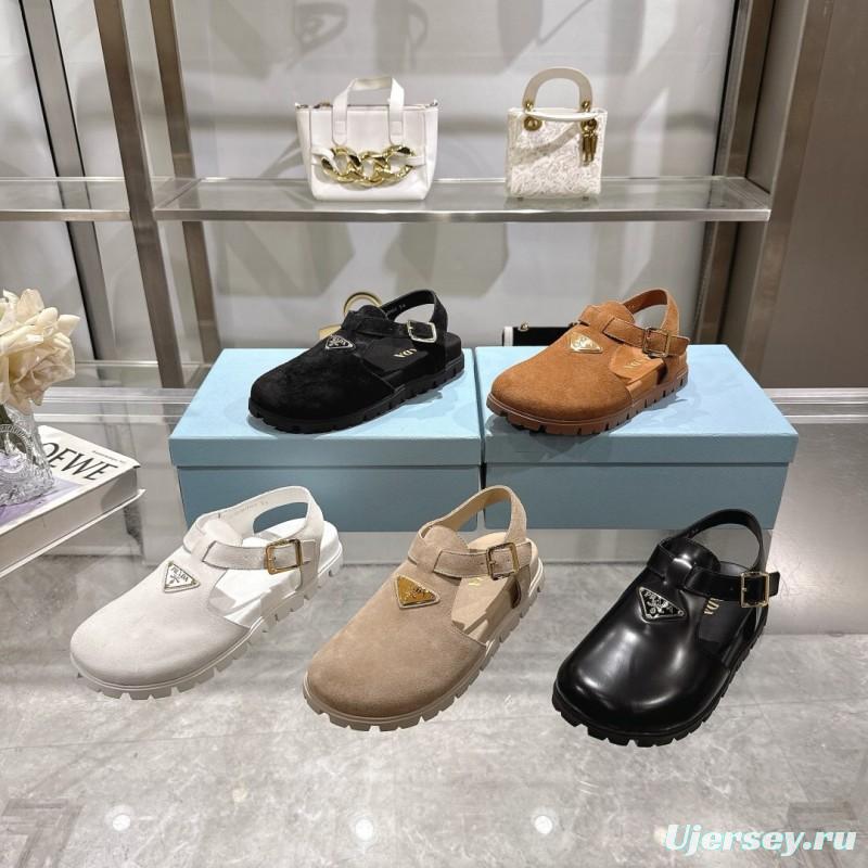 2025 Women Prada Brown Suede Sandals LY00270