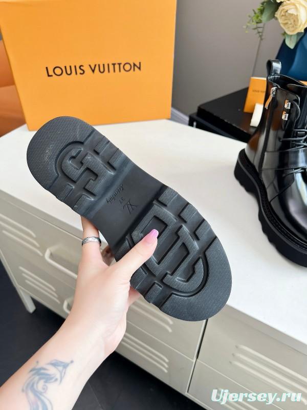 2024 Women Louis Vuitton Black Calfskin Leather Boots MJ00310
