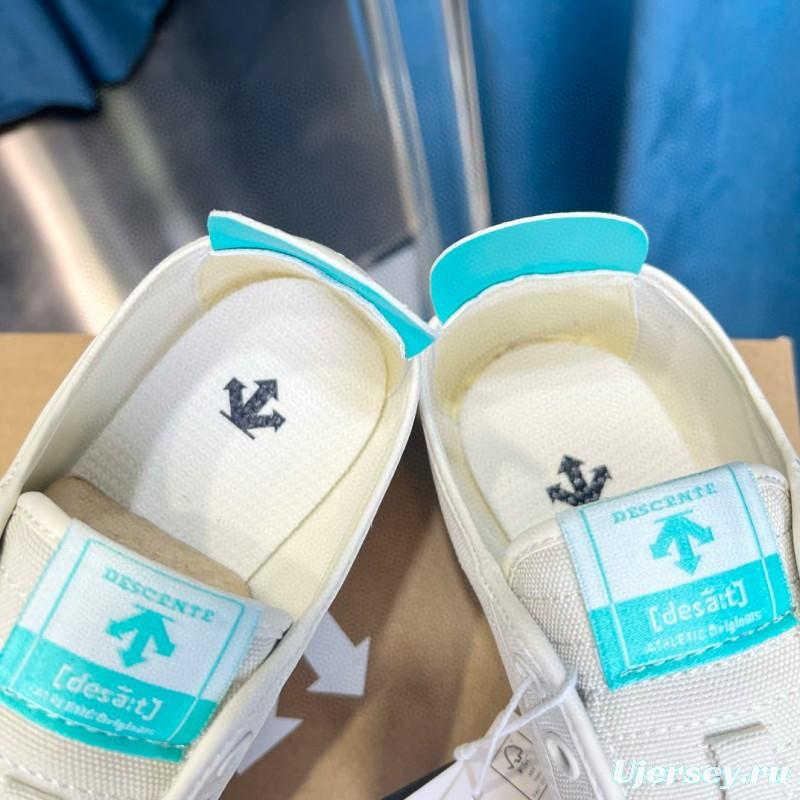 2024 Unisex DESCENTE迪桑特 White Pink Canvas Sneakers