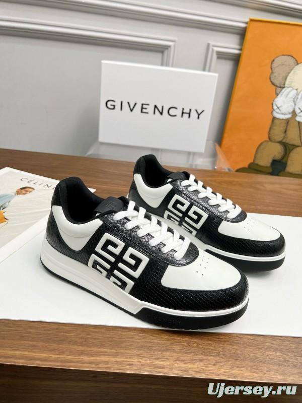 2024 Unisex Givenchy Black White Leather Sneakers