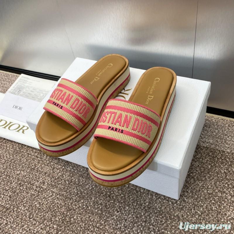 2025 Slippers Dior Pink Canvas Slide