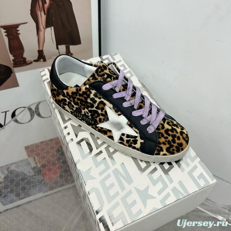 2025 Women GGDB Leopard Black White Leather Suede Sneakers