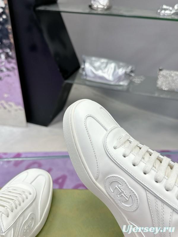 2024 Unisex Gucci White Leather Suede Sneakers MJ00310