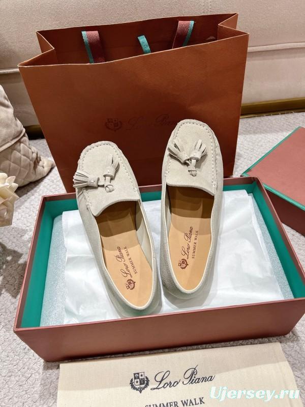 2025 Women Le Parmentier Beige Suede Loafers Tassel LY00291