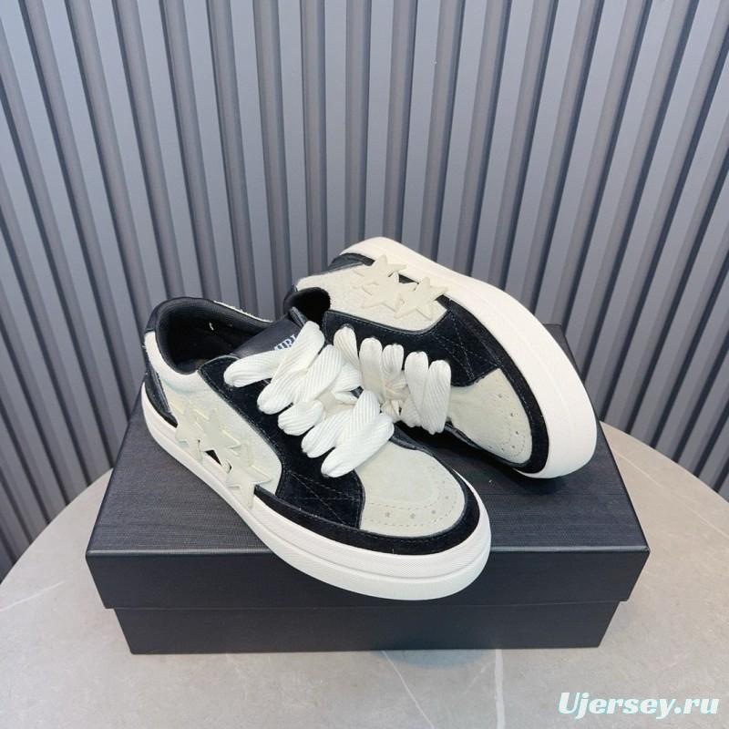 2024 Unisex Amiri Black White Leather Sneakers MJ00300