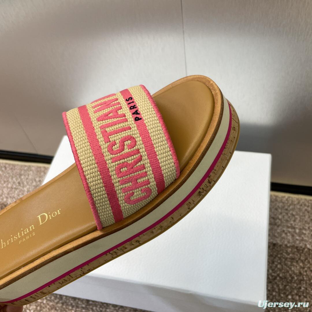 2025 Slippers Dior Pink Canvas Slide
