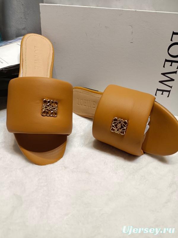 2025 Women Loewe Tan Leather Slippers LY00260
