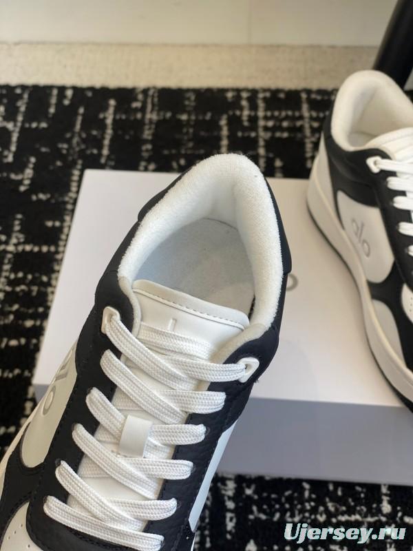 2025 Women Alo Black White Leather Sneakers KFY00280