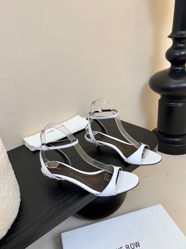 2025 Women The Row White Leather Sandals