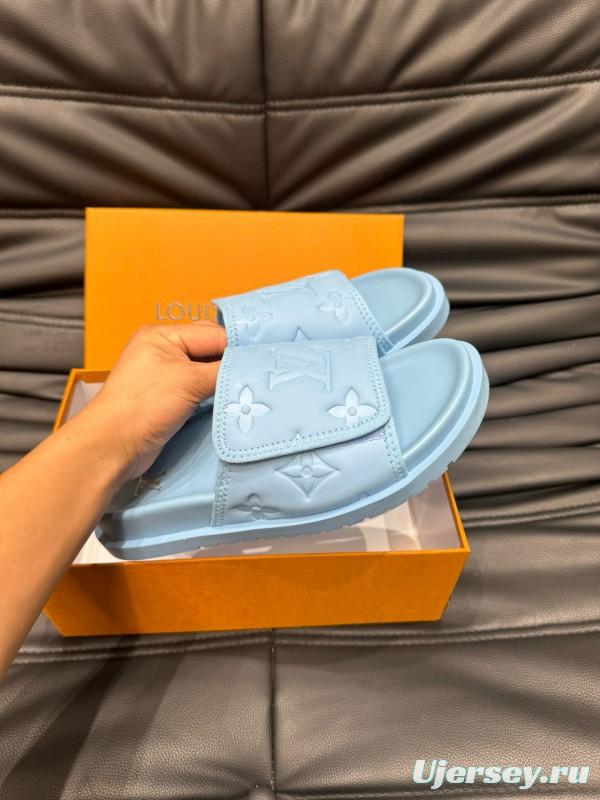 2024 Slippers Louis Vuitton light blue synthetic leather Slippers MJ00200