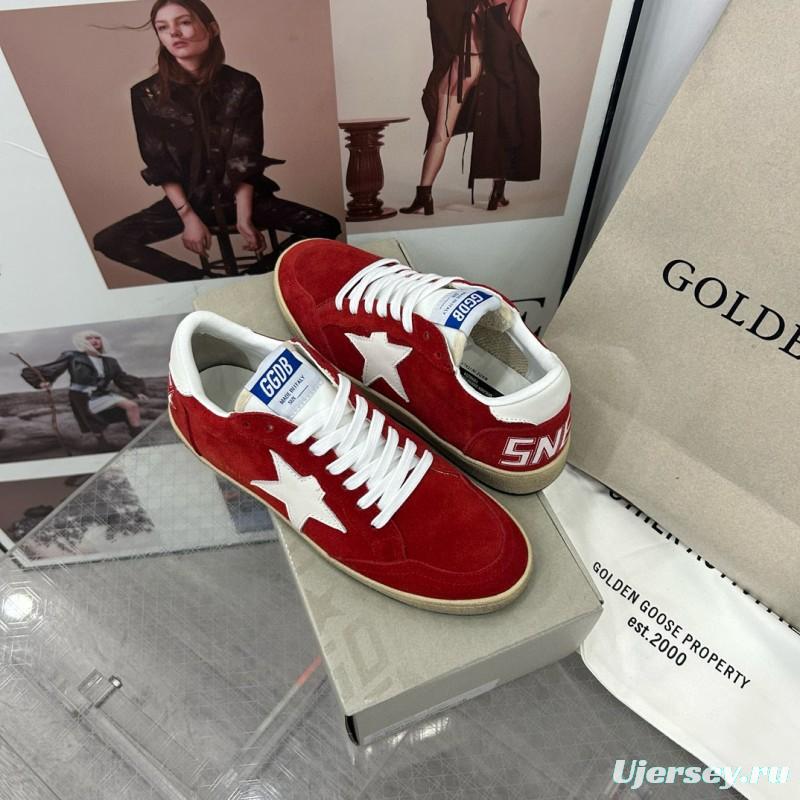 2024 Women GGDB Red Suede White Star Low-Top Sneakers MJ00260