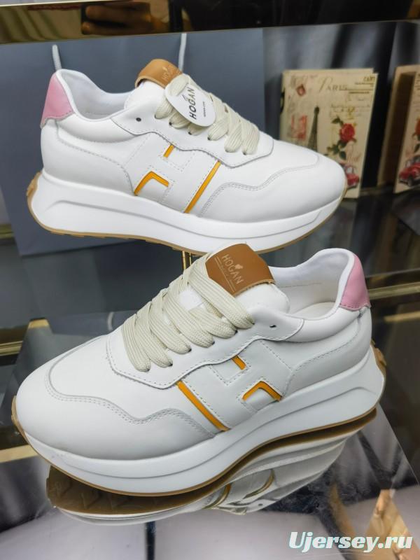 2025 Women HOGAN White Pink Leather Sneakers LY00360