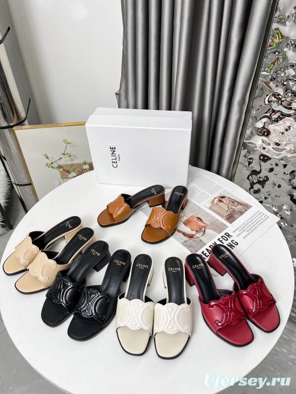 2025 Women Celine Brown Leather Sandals